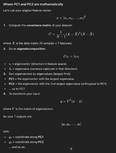 The mathematical explanation for the principle component analysis made by GPT.