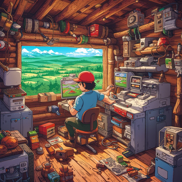 Gaggiwurst in einer berghütte mit 3d drucker und nintento SNES 8bit